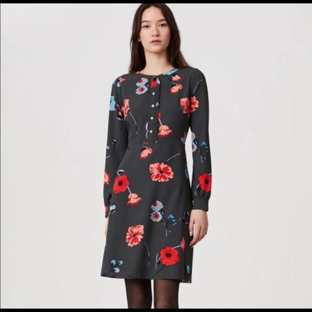 LOFT long sleeve floral dress, size 8